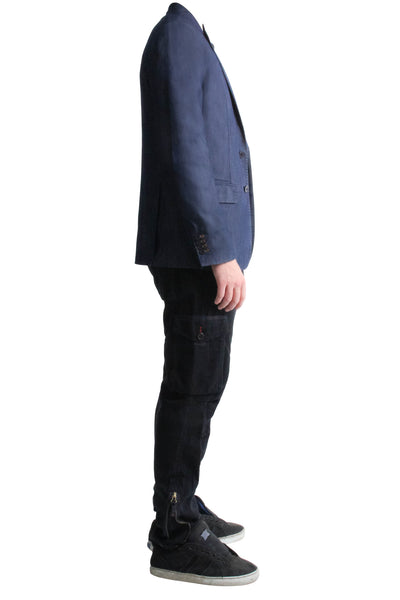 indigo tailored 2 button jacket citizen deconstructed