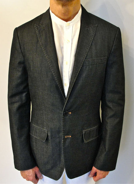 indigo tailored 2 button jacket citizen deconstructed