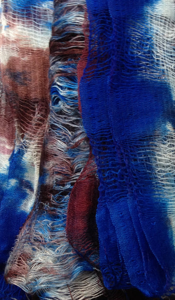 multi blue purple wool scarf loose weave charlotte