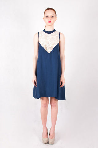 Embelished lace dress - Navy