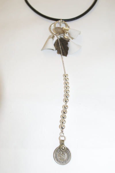 silver leather dove necklace cavarra