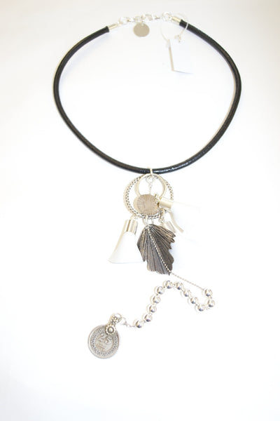 silver leather dove necklace cavarra