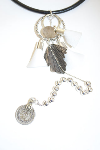 silver leather dove necklace cavarra