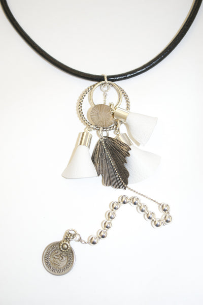 silver leather dove necklace cavarra