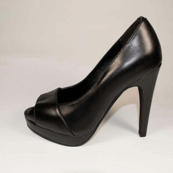 black edgy peep toe pumps shoes of prey