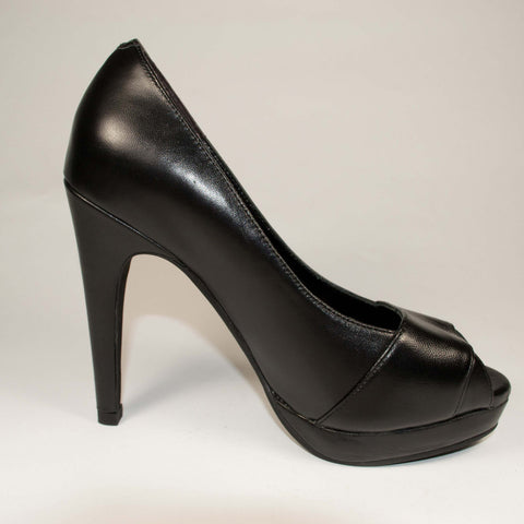 black edgy peep toe pumps shoes of prey