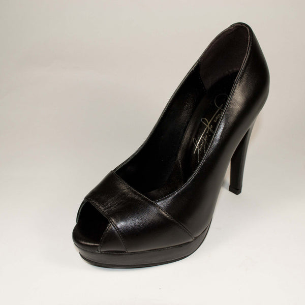 black edgy peep toe pumps shoes of prey