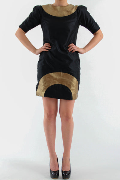 goddess-dress-divya-r-black-gold-silk-leather-front-2