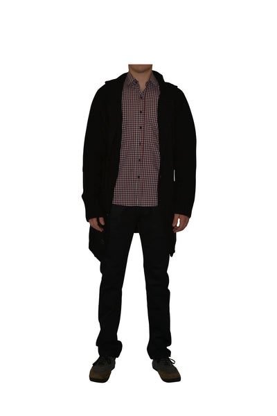 black hooded cardigan clemente and talarico