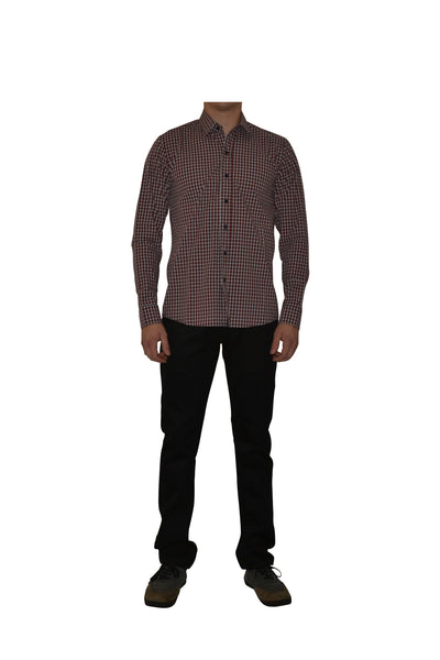 rust white hudson check shirt clemente and talarico
