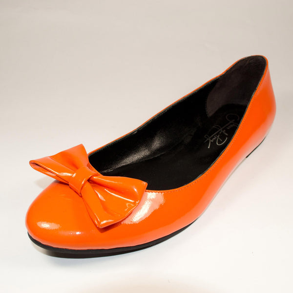 orange lady bow ballet flats shoes of prey