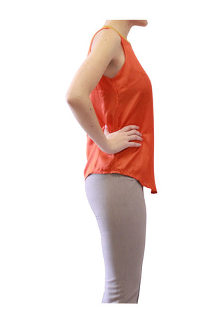 mustard red leather and silk scuba top amber by grace