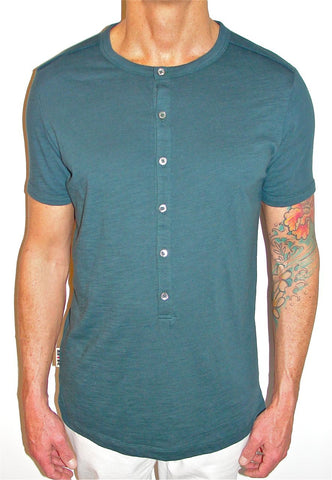 Long Rail Placket Henley - Petrol