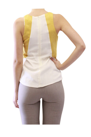 mustard milk suede panel silk top amber by grace