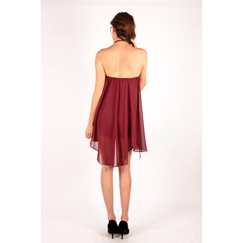 red old rose halter dress eva Q