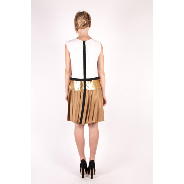 white/gold-pleat-drop-waist-dress-kathryn-beker