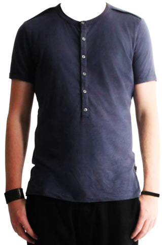 Long Rail Placket Henley - Smoke