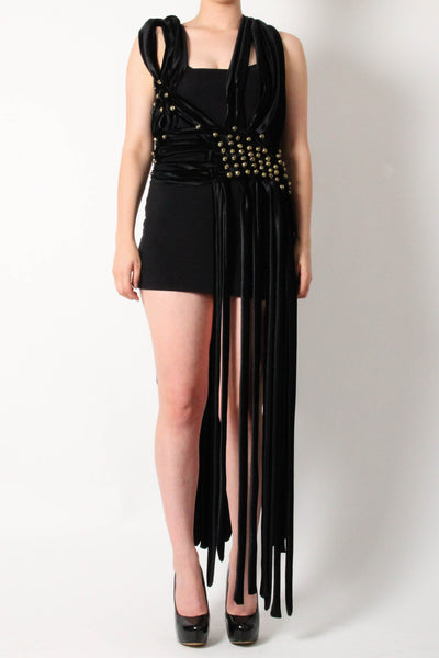 silk-velvet-weaved-dress-matcho-suba-black/gold-front-2